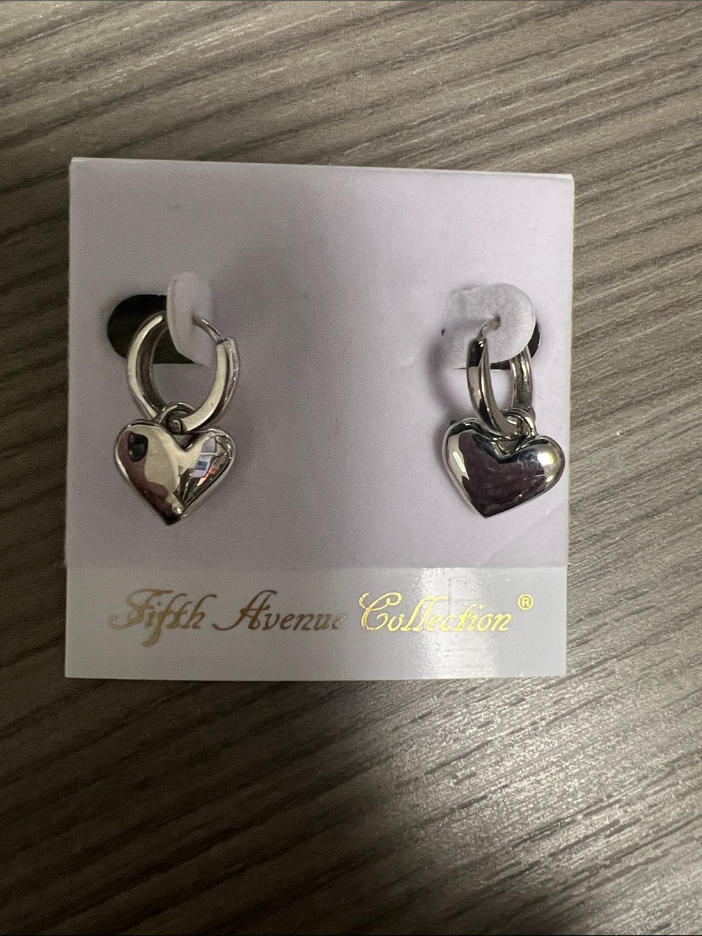 Fifth Avenue Collection Silver Heart Charm Hoop Earrings